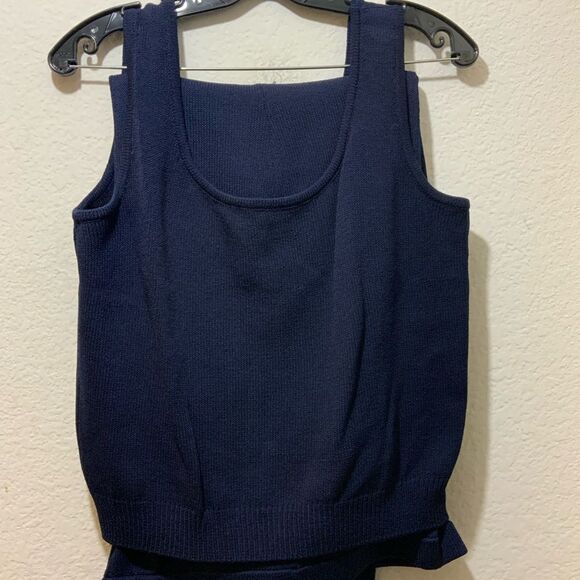 St. John Basics  3Pc Santana Knit Jacket &pants , tank  Suit Navy Size 12 H2 - Picture 7 of 10